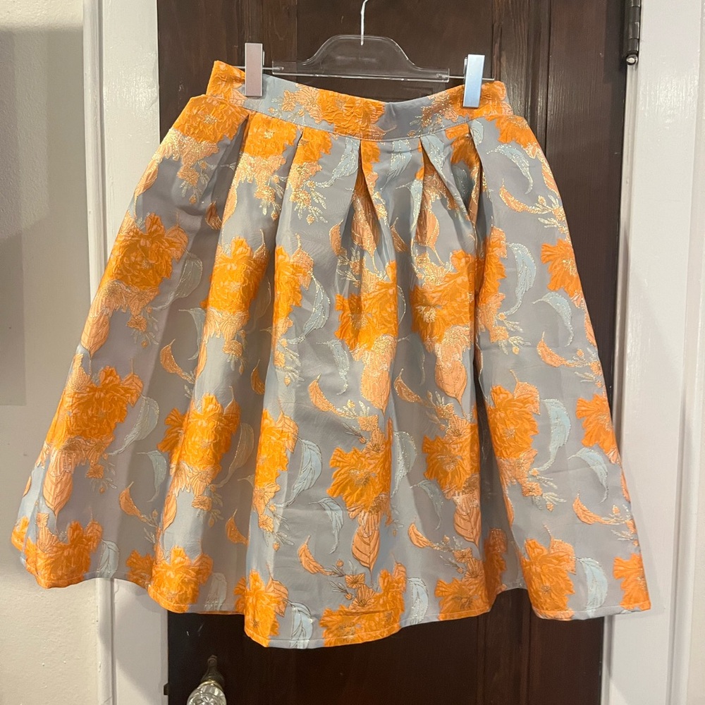 BNWT Orange Metallic Midi Skirt with petticoat